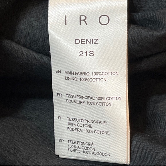 IRO DENIZ Blue Purple abstract DRESS NEW LUXURY A0554 Cotton Ruched Waist sz 34 - Picture 12 of 16